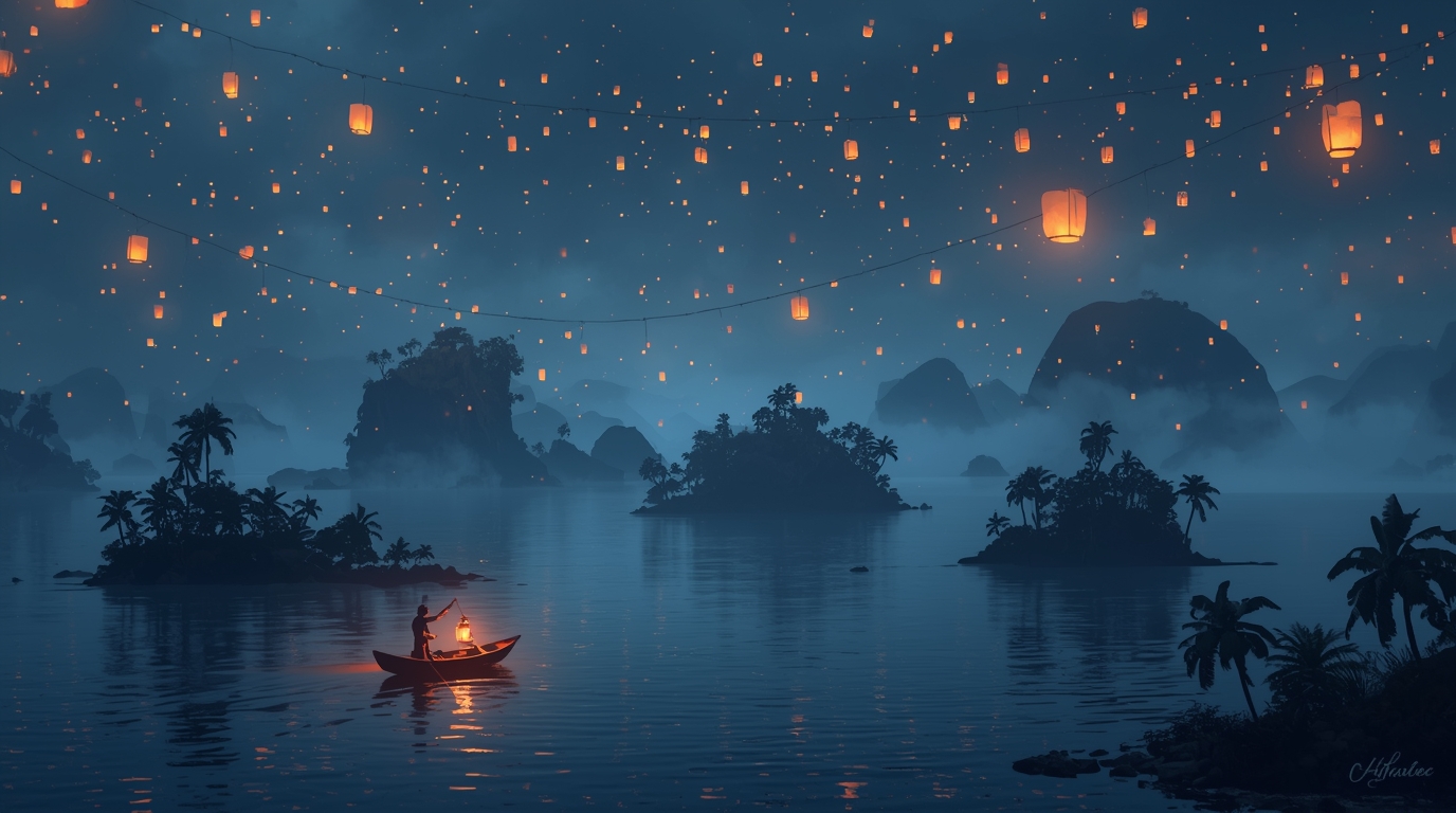 Paper Lanterns Over Silent Archipelago